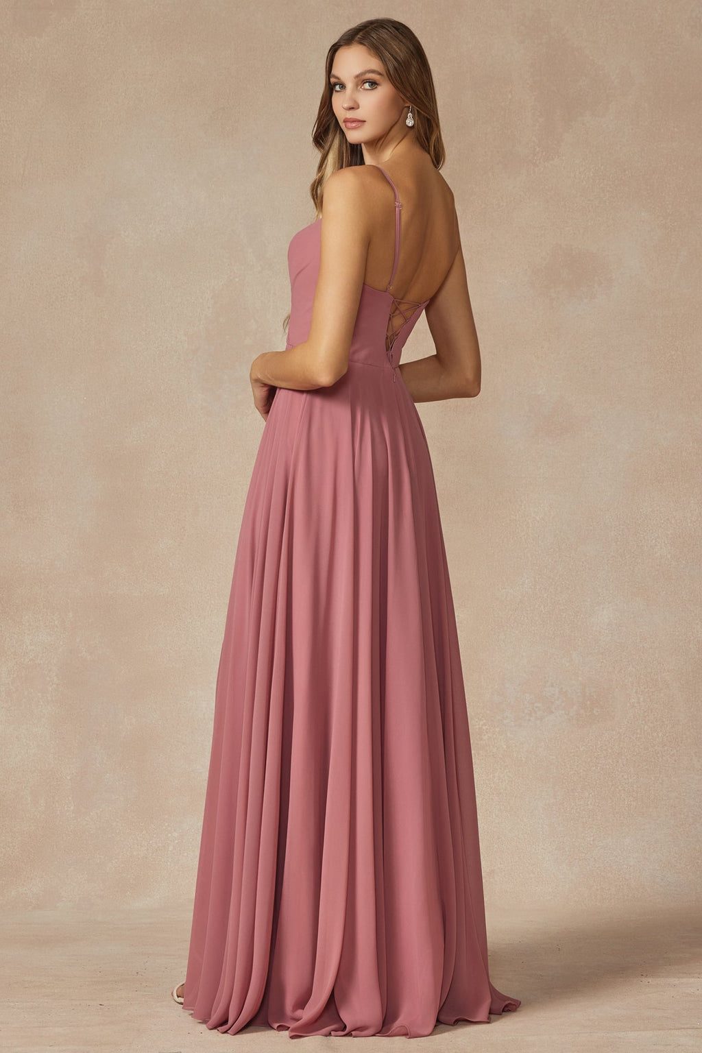 Elegant Chiffon Embellished A-Line Long Formal Bridesmaid Dress JTJT263