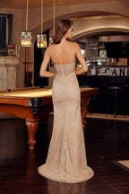 Elegant Beaded Embellished A-Line Long Formal Prom Evening Gown NXG1796