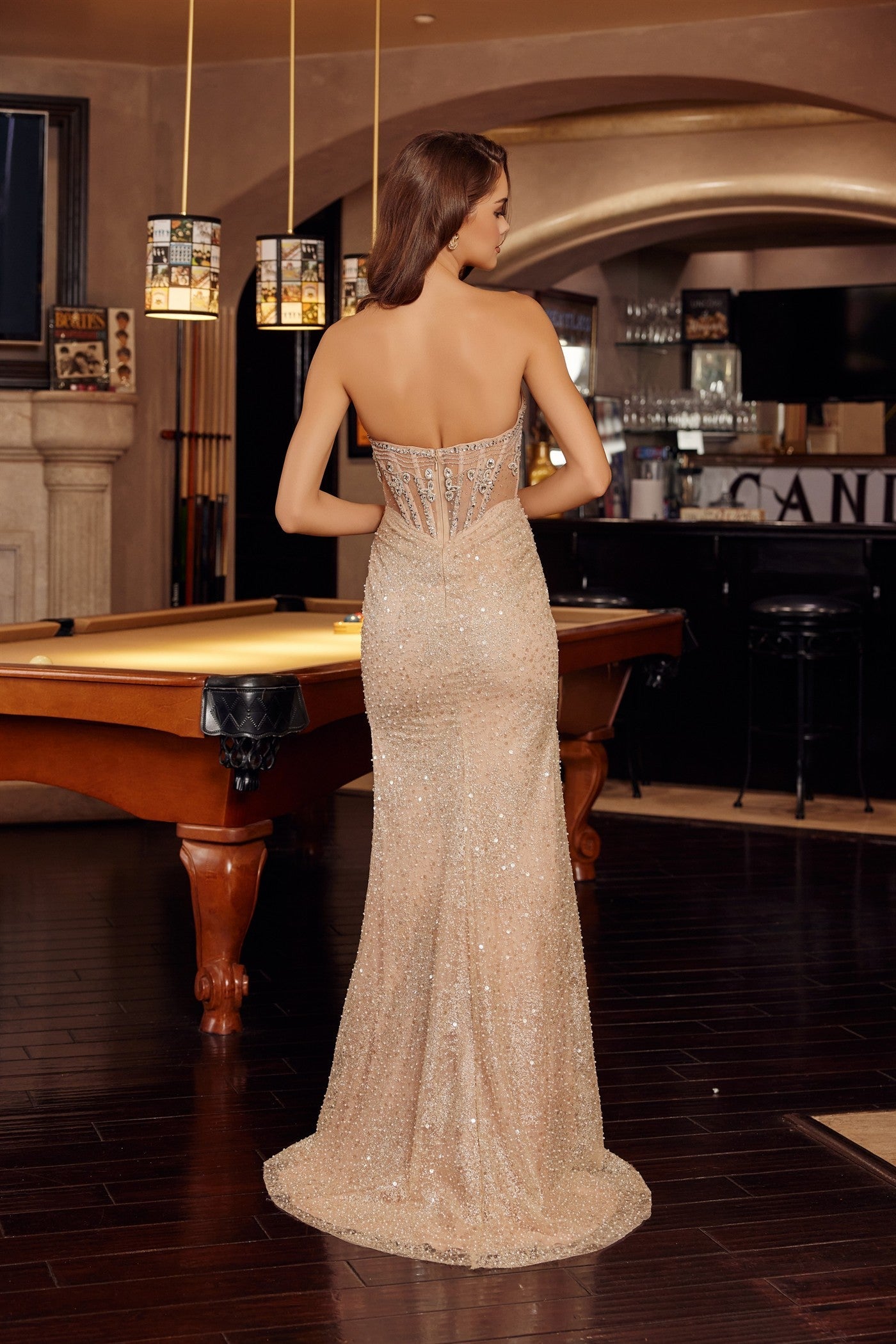 Elegant Beaded Embellished A-Line Long Formal Prom Evening Gown NXG1796