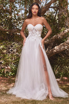 Strapless Floral Ball Gown Bridal
